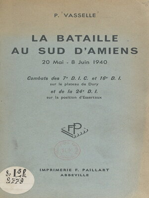 cover image of La bataille au Sud d'Amiens, 20 mai-8 juin 1940